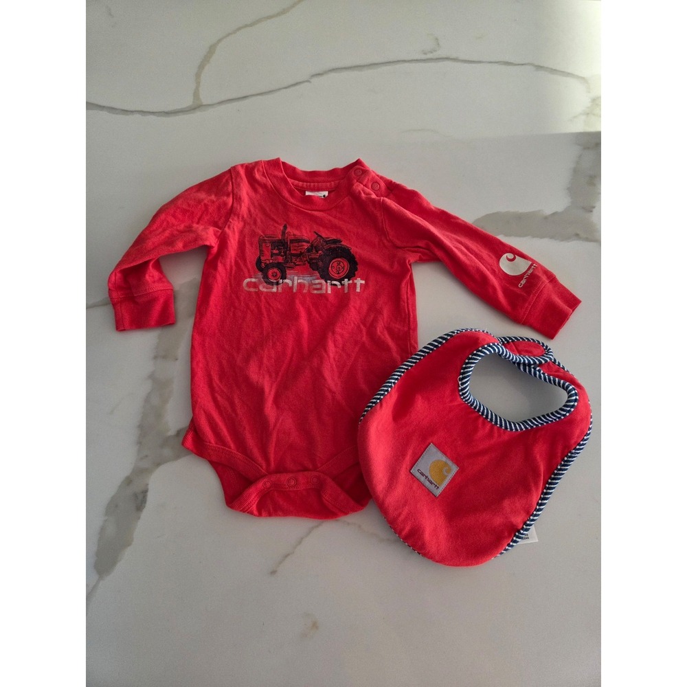 Carhartt baby boy bib and bodysuit set 6 mos